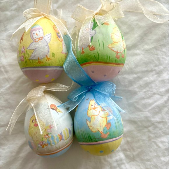39 Assorted Hanging Easter Egg Ornaments Decorations Pastel Ribbon Spring - Picture 7 of 14